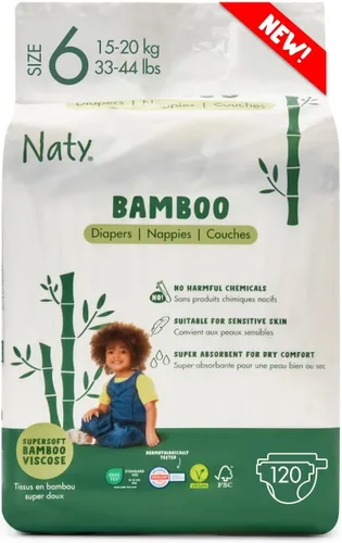 Vista 9 de Naty - Pañales de viscosa de bambú, talla 1 (4-11 libras), 88