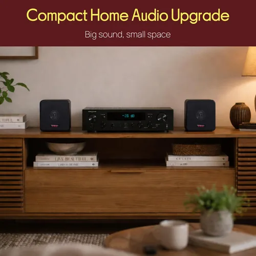 Vista 13 de Pyle Home Mini Cube - Altavoces para estantería de 4 pulgadas, controlador de cono de papel, potencia de 200 vatios, impedancia de 8 ohmios