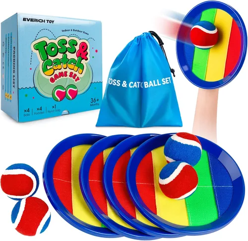 Vista 13 de Juego de Pelota de Lanzar y Atrapar y Pelota de Paleta, Juegos al Aire Libre para Juguetes de Niños, Juegos Familiares de Navidad, Juego de Playa