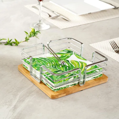Vista 4 de Restaurantware -Nature Tek - Servilletero rústico de 7.7 x 7.7 x 2.3 pulgadas, 1 servilletero plano para exteriores, brazo pesado, para servilletas