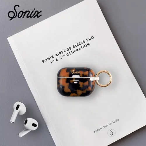 Vista 6 de Sonix Funda para AirPods Pro 2 y Pro 1 (1ª/2ª generación) - Cubierta rígida con llavero, carga inalámbrica Brown Tort marrón (Brown Tort)