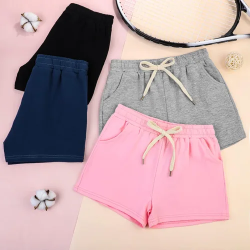 Vista 4 de Poroka Paquete de 5 pantalones cortos deportivos para niñas pantalones cortos de rendimiento activo para niños pantalones cortos deportivos
