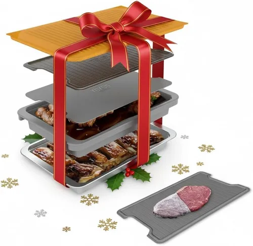 Vista 10 de Yukon Glory Prep 'N Serve - Juego de bandeja para preparar y servir BBQ con tapa + Plato para servir de acero inoxidable - Apilable, apto