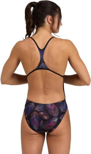 Vista 2 de Arena Traje de baño de espalda con refuerzo de hojas caídas para mujer