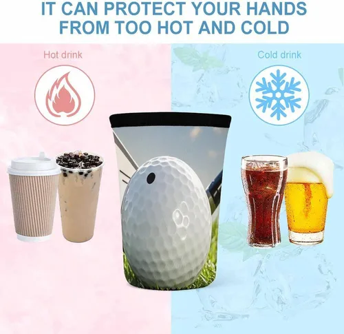 Vista 4 de Golf Ball Reusable Insulated Neoprene Iced Coffee Cup Sleeves 3 Sizes Diving Material Cup Durable Beverage Covers for Cold Coffee Tea Drinks