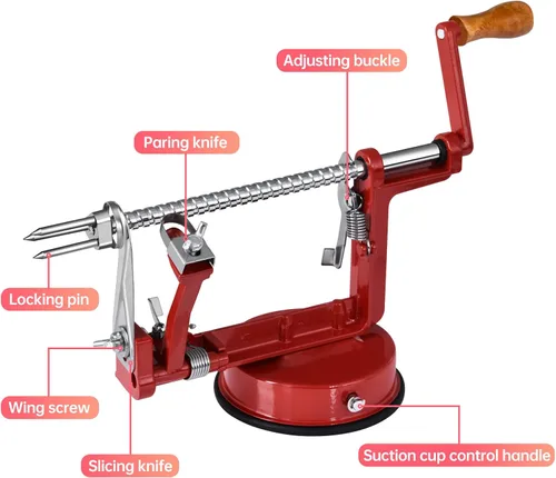 Vista 3 de Pelador de manzanas, pelador de acero inoxidable para cortar manzanas, duradero y resistente, aleación de magnesio fundido a presión, descorazonador