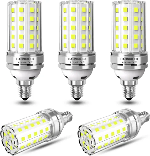 Vista 10 de Bombillas LED E12 10W Bombilla de maíz LED 100W equivalente 1000 lúmenes 3000K blanco cálido no regulable Bombillas LED para candelabro Paquete de 5