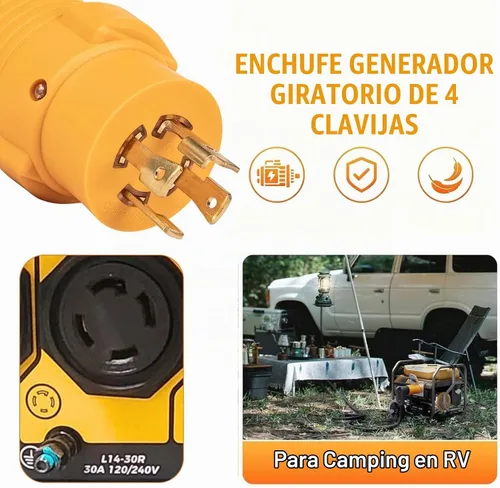 Vista 3 de MECMO NEMA L14-30P to 14-50R RV Generator Adapter, Twist Lock 30 to 50 Amp