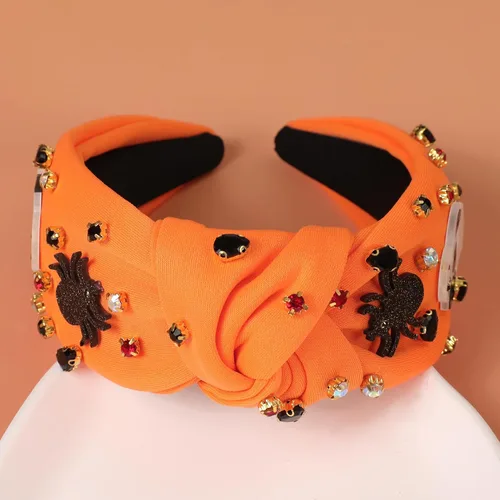 Vista 6 de Diademas de fantasma de Halloween para mujer, diadema de araña espeluznante con cuentas de diamantes de imitación de cristal, accesorios