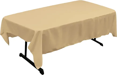 Vista 200 de LA Linen Mantel rectangular lavable de popelín de poliéster, resistente a las manchas y a las arrugas, cubierta de mesa 60x84, mantel de tela