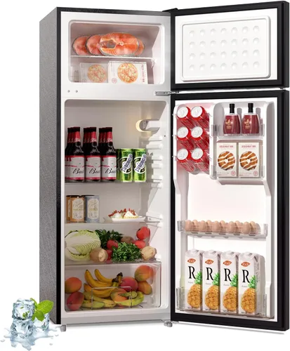 Vista 2 de BANGSON Refrigerador de 7.7 pies cúbicos con congelador, refrigerador de tamaño para apartamento con congelador superior, gran capacidad, ahorro