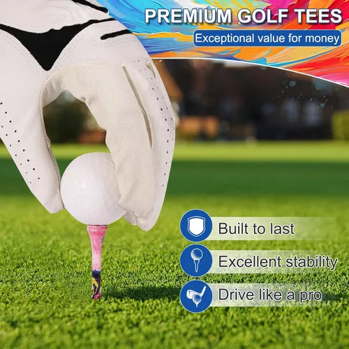 Vista 3 de Camisetas de golf duraderas de bambú, 100 piezas, 100 unidades, 3-1/4 pulgadas, material biodegradable que reduce la fricción lateral, más estable