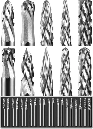 Vista 8 de Sworker Juego de 20 piezas de rebabas de carburo vástago de 1/8 pulgadas Compatible con Dremel Bits Accesorios de herramientas rotativas Kit