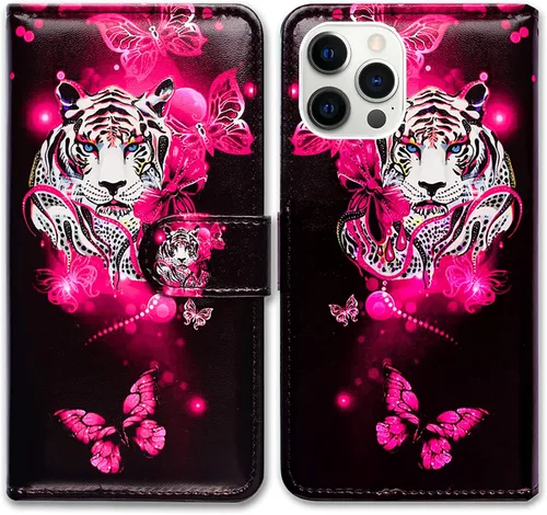 Vista 13 de Bcov Funda para iPhone 13 Pro Max, diseño de pájaro negro y verde con tapa para teléfono, con ranura para tarjetas, soporte para iPhone 13 Pro Max
