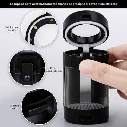 Vista 2 de Tarros de almacenamiento herméticos con luz LED de vidrio transparente con lupa, portátil, mini ligero para un fácil almacenamiento y transporte