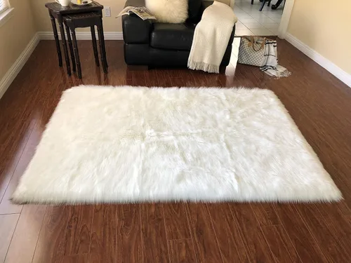 Vista 17 de LAMBZY Alfombra cuadrada de piel de oveja sintética, súper suave, hipoalergénica, de pelo de felpa de primera calidad