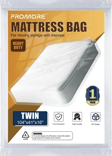 Vista 16 de Bolsa de colchón de plástico para mudanza o almacenamiento, tamaño individual, 1.5 mil Twin/Twin XL Size,Mattress Protector Covers,Moving