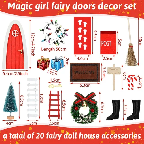 Vista 3 de Hungdao 20 piezas de puertas de hadas de elfo de Navidad, decoración de puertas arqueadas, puertas de hadas, dientes, decoración de Navidad, pequeña
