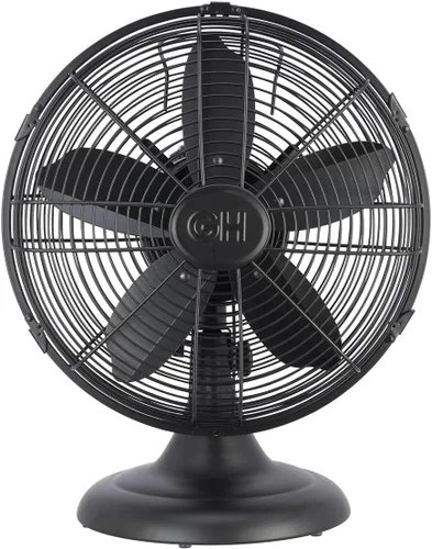 Vista 10 de Good Housekeeping 92604 Ventilador de escritorio de mesa de oficina de metal completo de 30,5 cm retro con oscilación amplia, 3 ajustes de velocidad