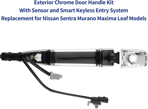 Vista 2 de Manijas de puerta exteriores cromadas (2 unidades, izquierda y derecha) con sensor de entrada de llave inteligente, compatible con Nissan