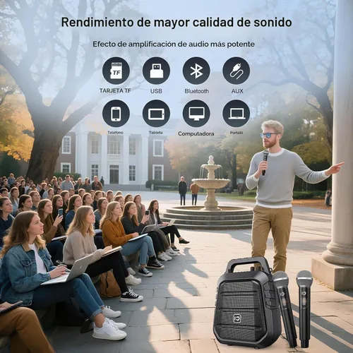 Vista 6 de SHIDU Amplificador de voz potente de 100 W con 2 micrófonos inalámbricos