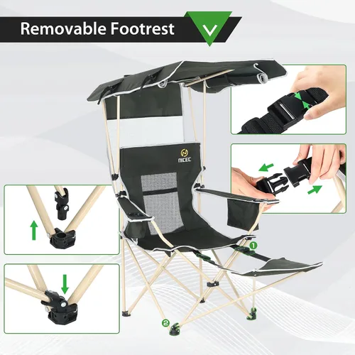 Vista 6 de Nice C Silla con toldo, sillas con sombras, silla plegable con toldo + silla de camping con toldo, silla de playa plegable con sombrilla, sillas