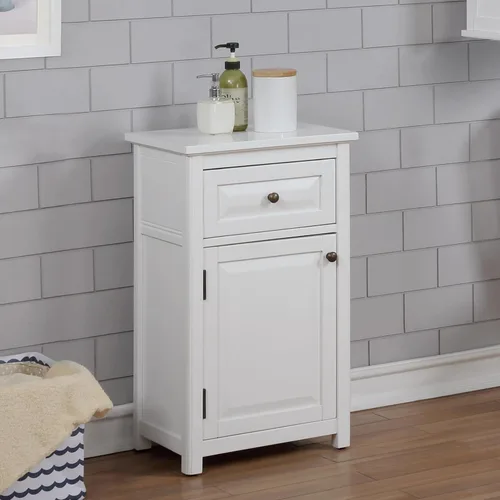 Vista 10 de Alaterre Furniture Dorset - Estantería de baño de 13 pulgadas de profundidad con estantes ajustables, armario de baño blanco para toallas, artículos