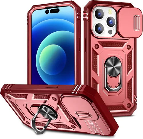 Vista 52 de Funda para iPhone 14, a prueba de golpes, resistente a los impactos, con lente deslizante protectora para iPhone 14 (6.1 pulgadas) (azul)