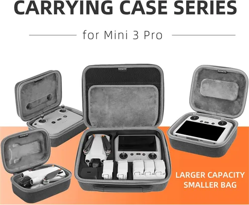 Vista 4 de Mini 3 Funda para DJI Mini 3/Mini3 Pro Cámara Drone RC Accesorios RC-N1 Controlador Remoto Hélices Cargador de Batería Joysticks Cables Correa Bolsa