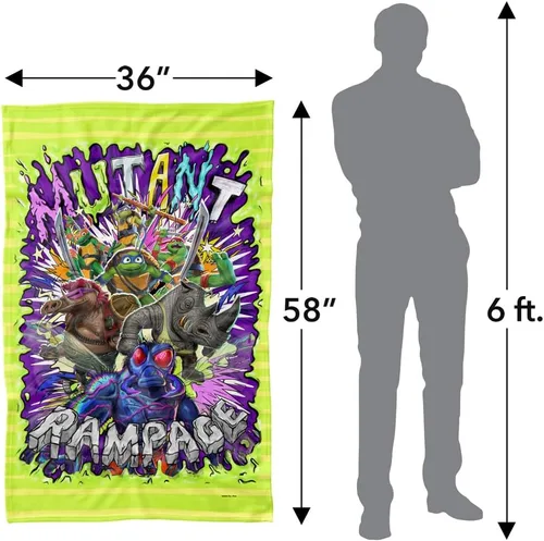 Vista 4 de LOGOVISION Teenage Mutant Ninja Turtles: Mutant Mayhem Blanket, 36"x58" Turtle Vs Baddies - Manta polar