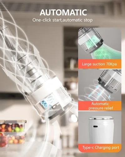 Vista 7 de Sellador al vacío de mano para alimentos con tanque de agua visible, potente máquina selladora al vacío compacta con 30 bolsas de vacío