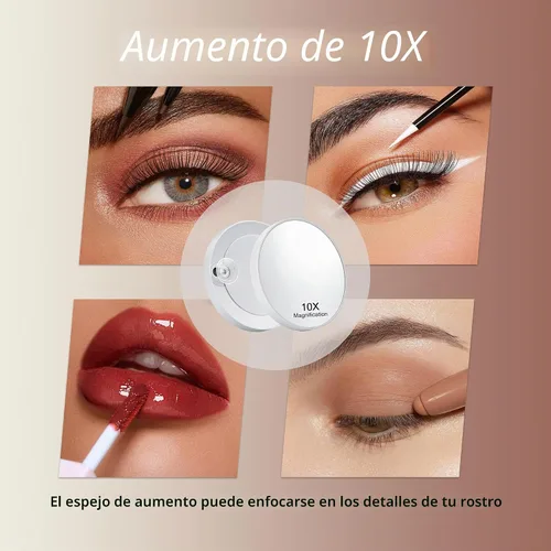 Vista 4 de Acoolda Espejo de tocador con luces, espejo de maquillaje Hollywood con 9 bombillas LED regulables, 3 modos de iluminación de color, aumento