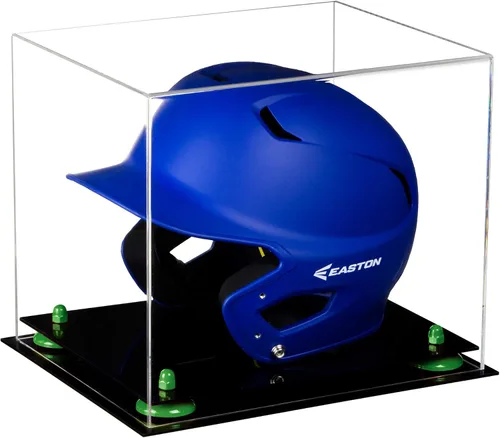 Vista 173 de Better Display Cases Vitrina acrílica para casco de bateo de béisbol con espejo, elevadores rosados, montaje en pared y base de espejo (V22/A012)