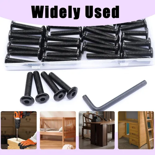 Vista 5 de Taiss 10 piezas de tornillos de cabeza hexagonal de 5/16-18x1, pernos para muebles, tornillos para muebles de acero inoxidable 304, pernos de 1/4