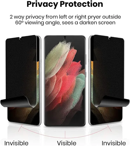 Vista 2 de Protector de pantalla de privacidad para Galaxy S21 Ultra, película de poliuretano termoplástico antiespía (funciona con huellas dactilares)