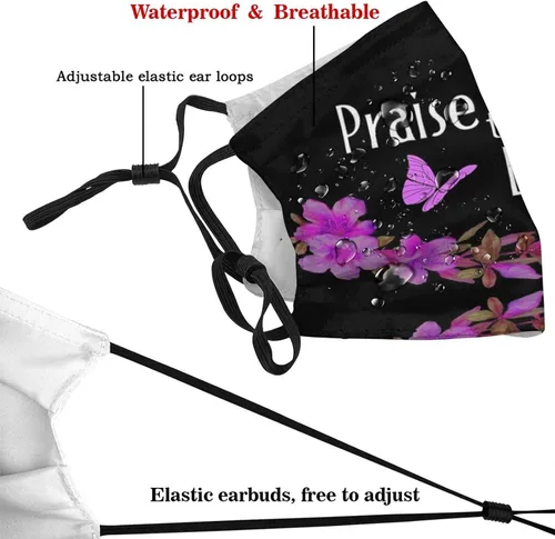 Vista 4 de Faith Over Fear 2020 - Pañuelo para máscara facial reutilizable y lavable con 2 filtros para hombres y mujeres adultos Jesús Cristiano Alabanza al