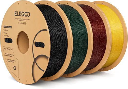 Vista 36 de ELEGOO - Filamento PLA de 1.75 mm (4/64 pulgadas), negro brillante, 2.20 libras, para impresora 3D con brillo centelleante, precisión dimensional