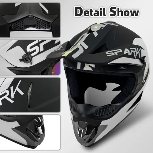 Vista 6 de Youth Dirt Bike ATV Off Road Motorcycle Helmets DOT Approved Plateado