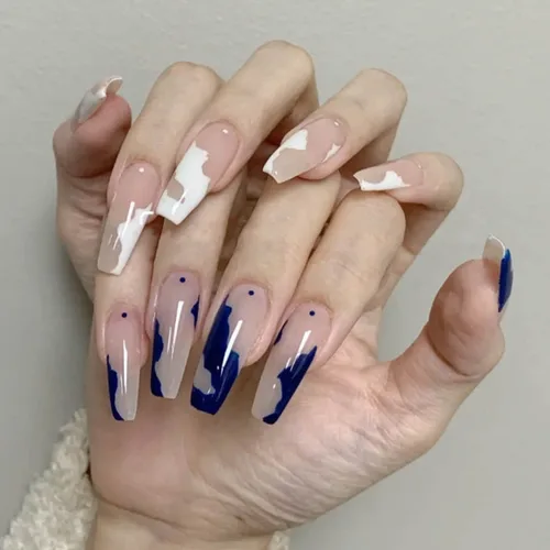 Vista 15 de Uñas postizas a presión de longitud media – 24 piezas de acrílico artificial reutilizables de cobertura completa para mujeres, diseño de corazón