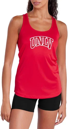Vista 141 de Camiseta deportiva sin mangas oficial de NCAA Collegiate para mujer, con espalda cruzada, colección con logotipo primario