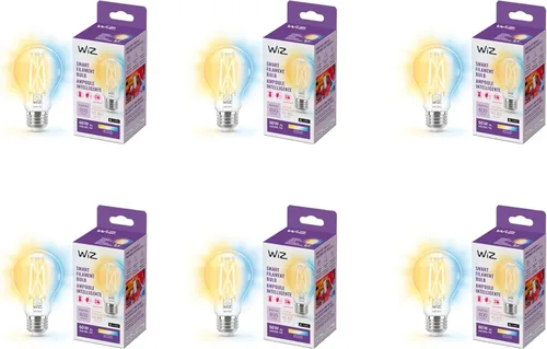 Vista 8 de WiZ - Bombilla inteligente LED transparente de 60 W A19 de filamento blanco sintonizable, paquete de 1, E26, para interiores, se conecta a tu Wi-Fi