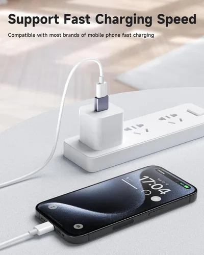 Vista 4 de Adaptador USB a USB C, 4 unidades, [USB-C a USB-A] y [USB-A a USB-C], compatible con iPhone 17/16/15 Pro Max, MacBook Pro/Air, Samsung Galaxy