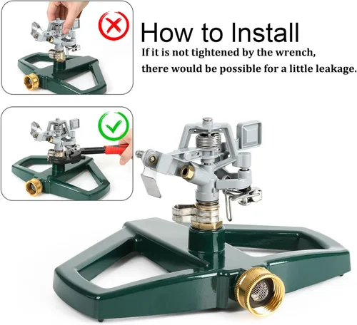 Vista 7 de STYDDI Aspersor Pulsante de Impacto para Trabajo Pesado para Patio, Aspersor de Césped de Impulso Circular Giratorio Ajustable de Metal Completo