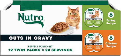 Vista 16 de NUTRO Cortes de comida húmeda natural para gatos sin granos* en salsa de pollo, (24) bandejas de 2.64 onzas Perfect Portions