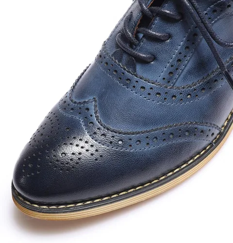 Vista 3 de Mona flying Zapatos de tacón apilado para mujer Oxfords de cuero con cordones cómodos