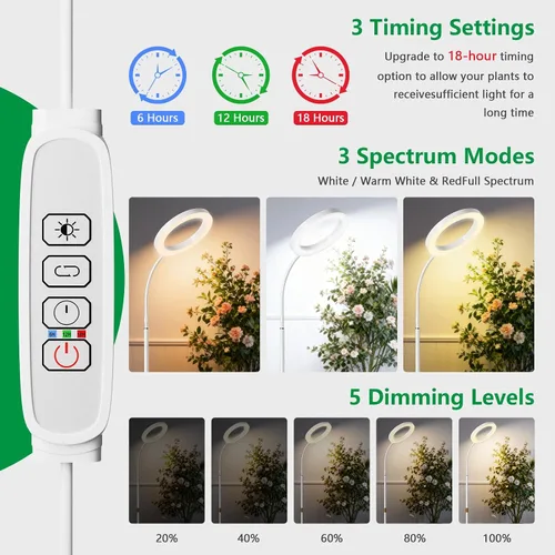 Vista 3 de Luces de cultivo de suelo de espectro completo de 68 pulgadas para Blanco - Doble cabeza de pie