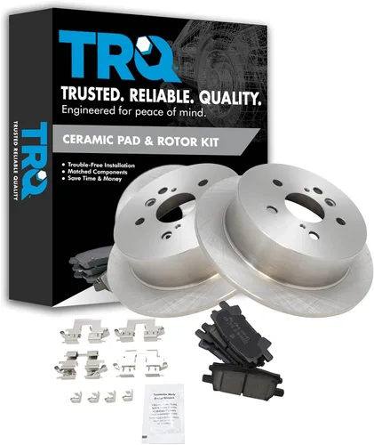 Vista 25 de TRQ Juego de pastillas de freno y rotor de cerámica trasera compatible con Honda Accord V6 1998-02 3.0L con frenos de disco traseros 02-06 Acura RSX