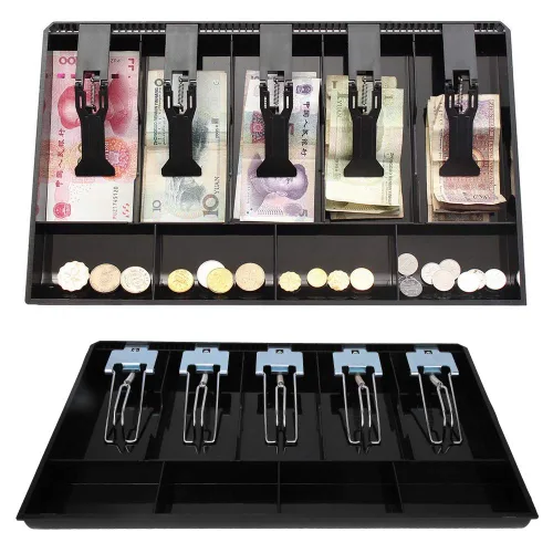 Vista 3 de Cajón de caja registradora, bandeja de inserción de cajón de efectivo de 16 pulgadas, con bandeja de inserción de 4, 5 cajones de billetes