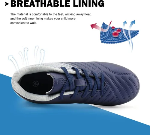 Vista 4 de Brooman - Zapatos deportivos con tacos para niños y niñas, zapatos de fútbol para usar al aire libre