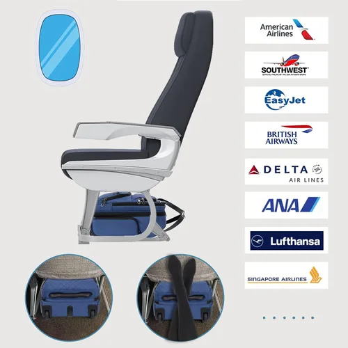 Vista 2 de KROSER - Equipaje de mano multifuncional para mujer, ligera, maleta para colocar debajo del asiento, 16 pulgadas, Azul